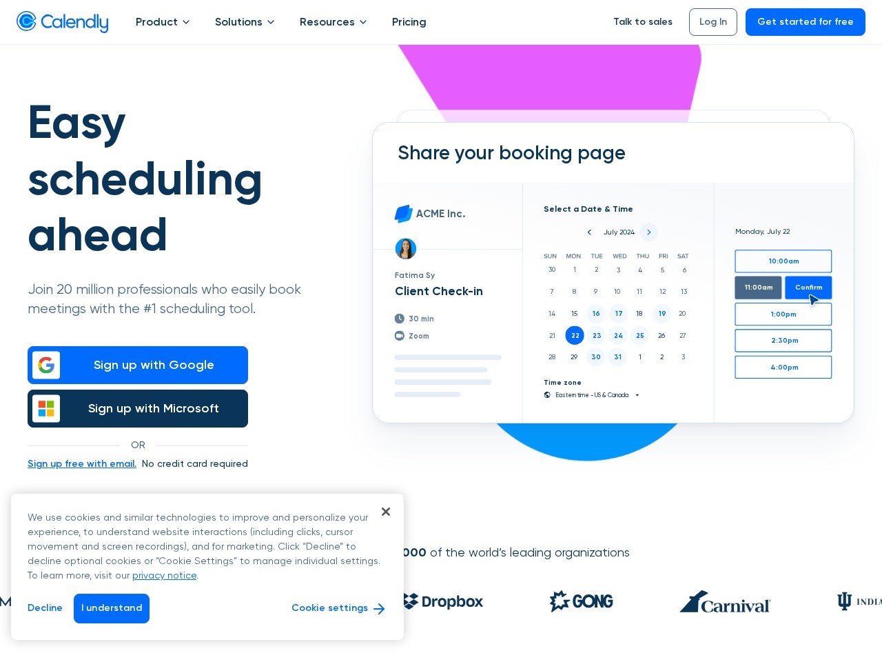 Screenshot of calendly.com