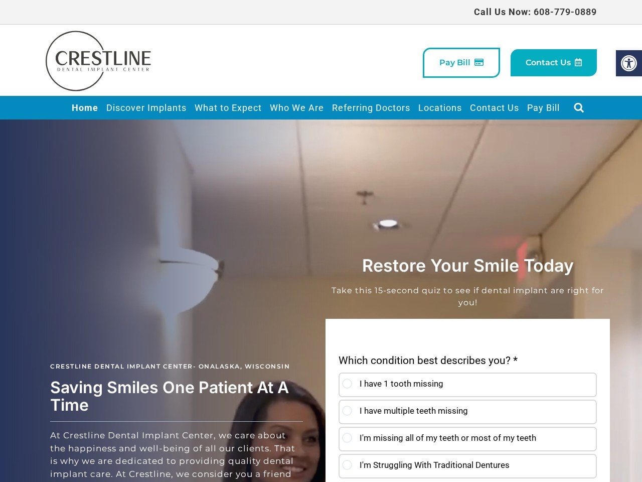 Home Page screenshot for crestlineimplantcenter.com