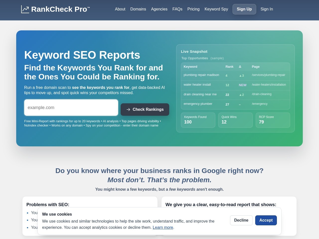 Screenshot of rankcheckpro.com