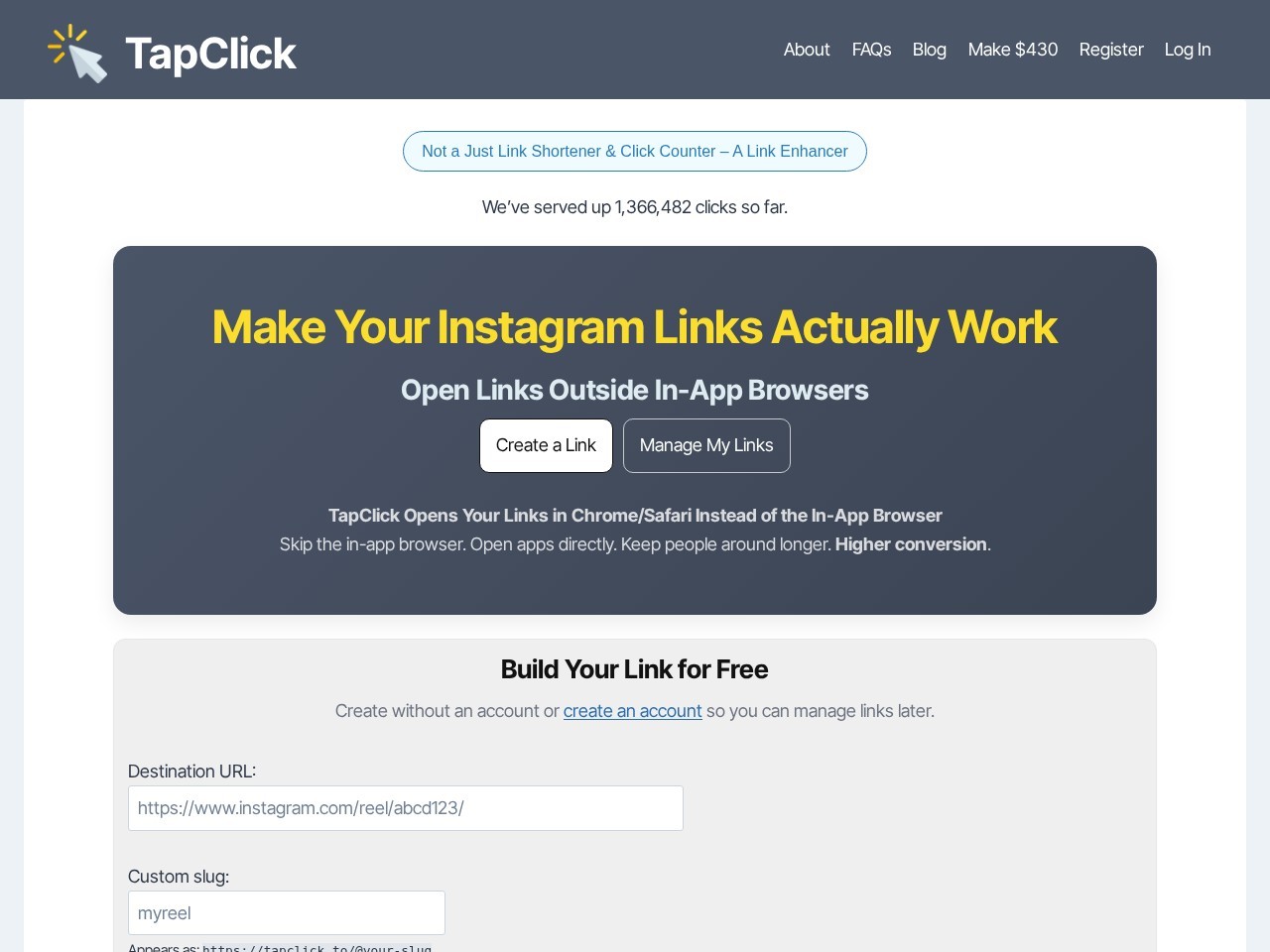Screenshot of tapclick.to