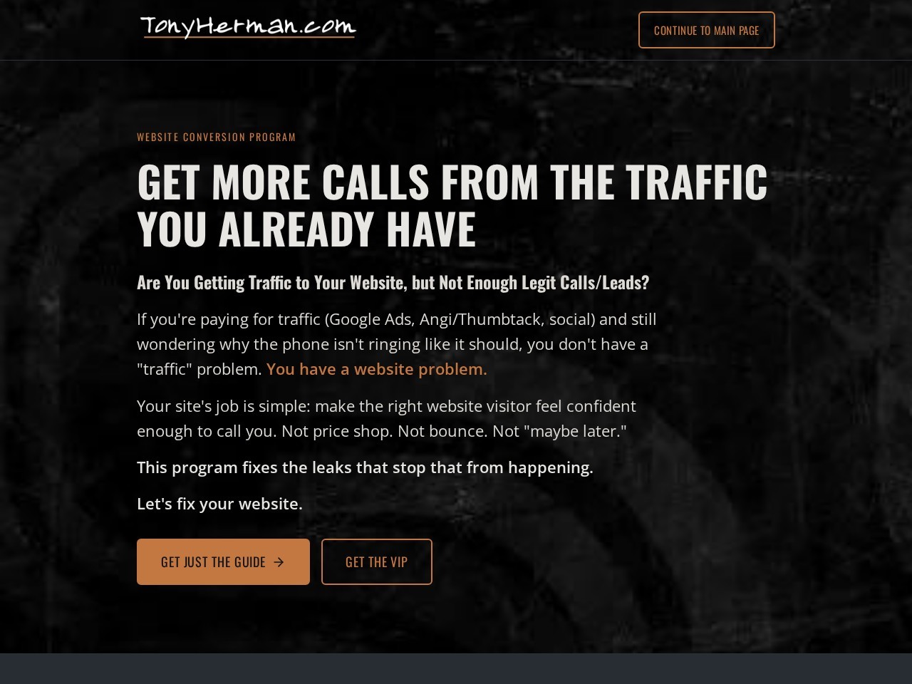 Home Page screenshot for tonyherman.com